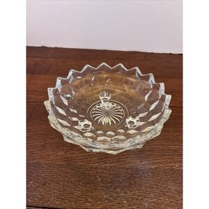Vintage Clear Pressed Glass Footed Candy Dish Sawtooth Diamond Point Bowl 5.5"